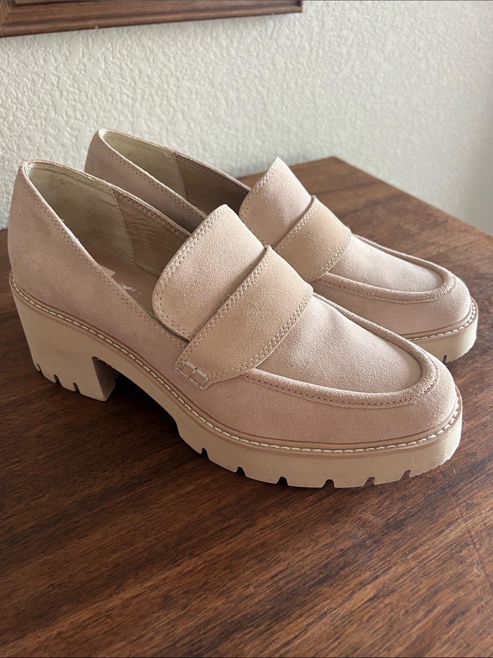 Dolce Vita Blush Suede Chunky Lug Sole Loafers